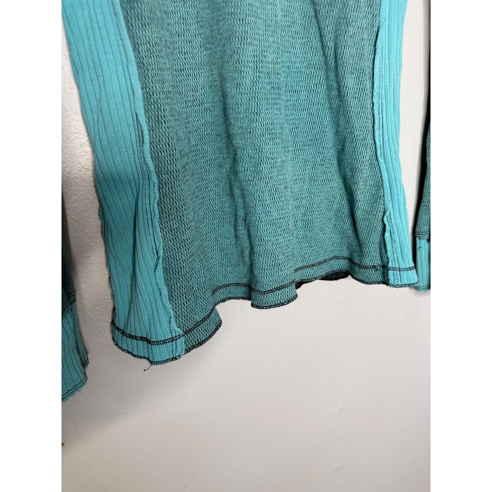 Sinful by Affliction Y2K Thermal Reversible Glitter Heart Turquoise & black top - Picture 8 of 16
